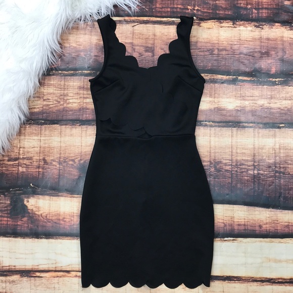 Dresses & Skirts - SALE! Sexy Black Scalloped Hem Peek Dress